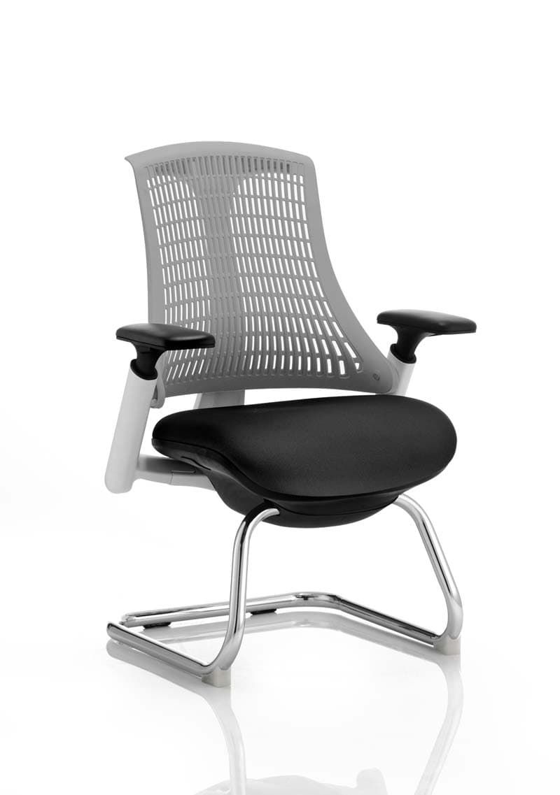Flex Medium Back Cantilever Visitor Chair White Frame with Arms