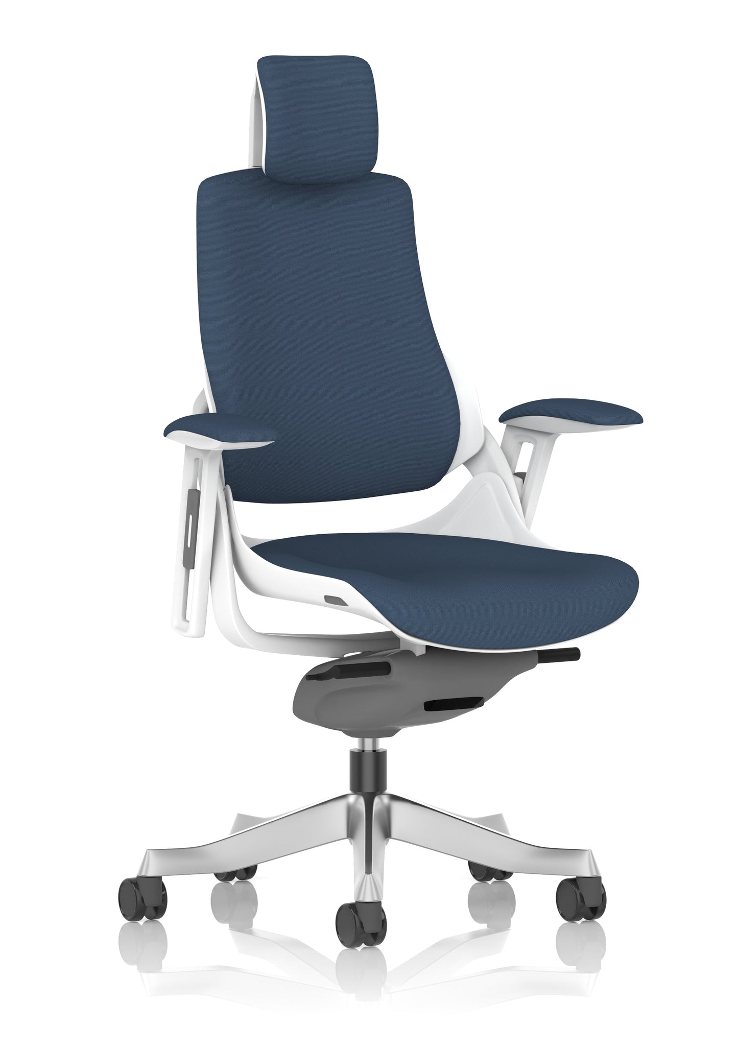 Zure High Back White Shell Fabric Executive Office Chair with Arms
