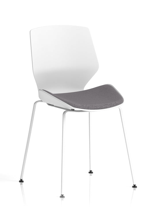 Florence White Frame Fabric Seat Visitor Chair