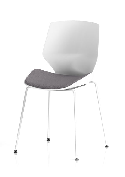 Florence White Frame Fabric Seat Visitor Chair