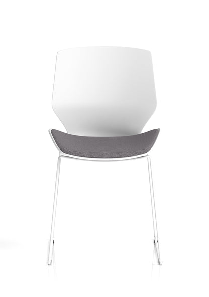 Florence Sled White Frame Fabric Seat Visitor Chair