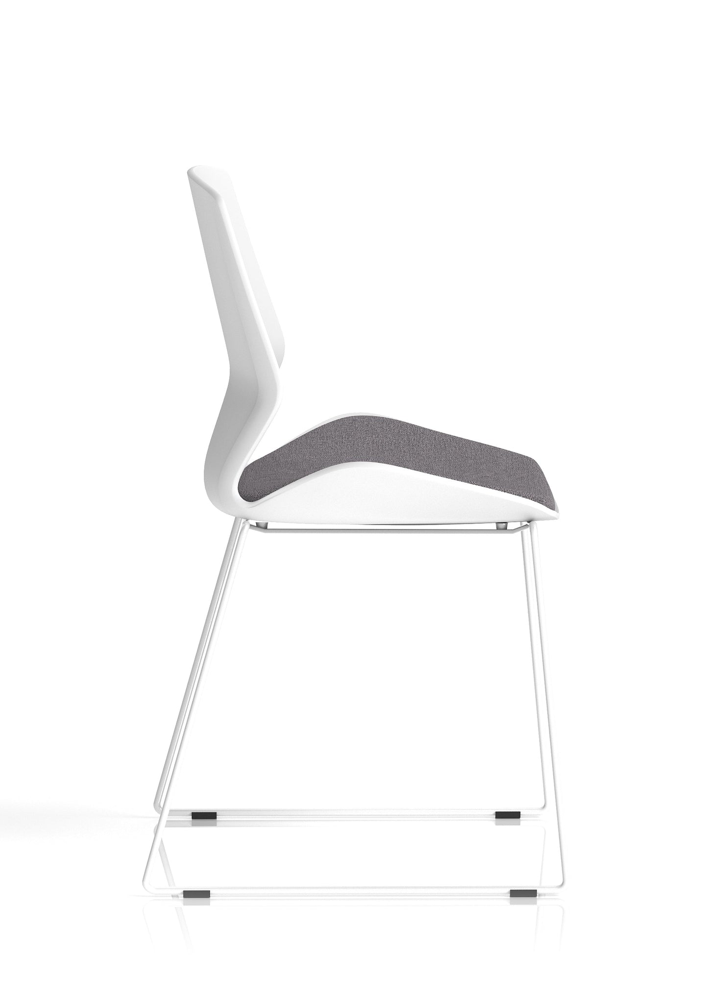 Florence Sled White Frame Fabric Seat Visitor Chair