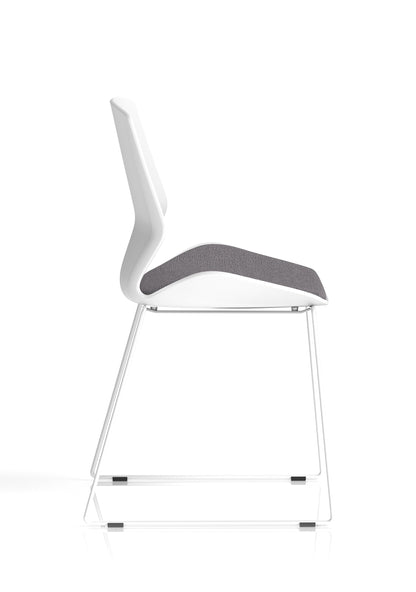 Florence Sled White Frame Fabric Seat Visitor Chair