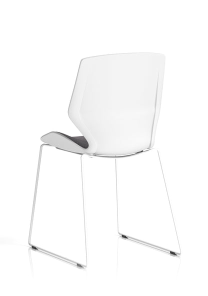 Florence Sled White Frame Fabric Seat Visitor Chair