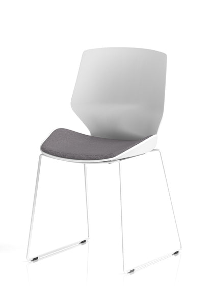 Florence Sled White Frame Fabric Seat Visitor Chair