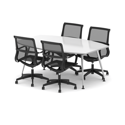 High Gloss 1800mm Writable Boardroom Table With Set Of Executive Chairs