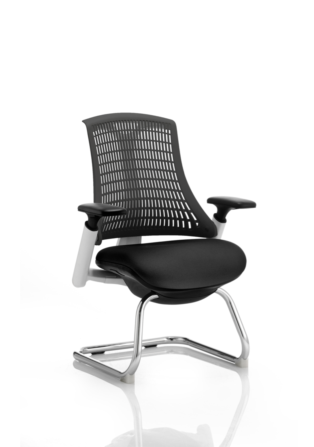 Flex Medium Back Cantilever Visitor Chair White Frame with Arms