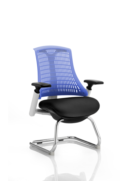 Flex Medium Back Cantilever Visitor Chair White Frame with Arms