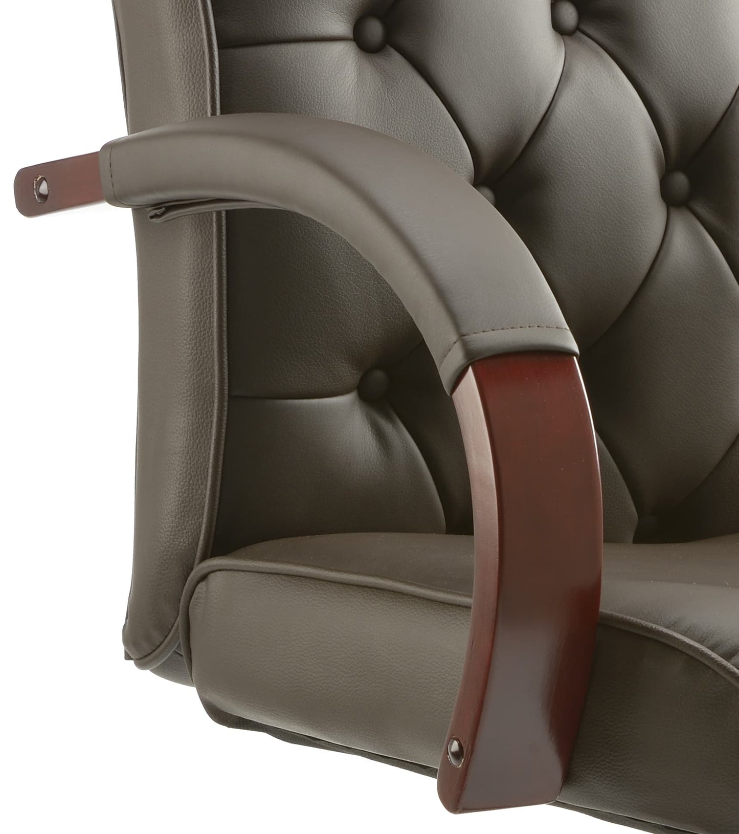 Chesterfield High Back Leather Executive Swivel Office Chair with fixed Armrests