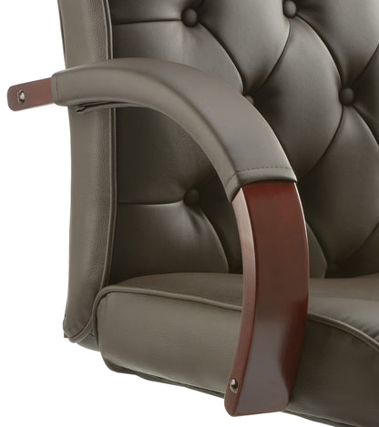 Chesterfield High Back Leather Executive Swivel Office Chair with fixed Armrests