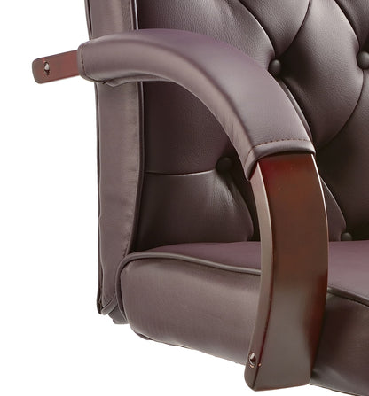 Chesterfield High Back Leather Executive Swivel Office Chair with fixed Armrests