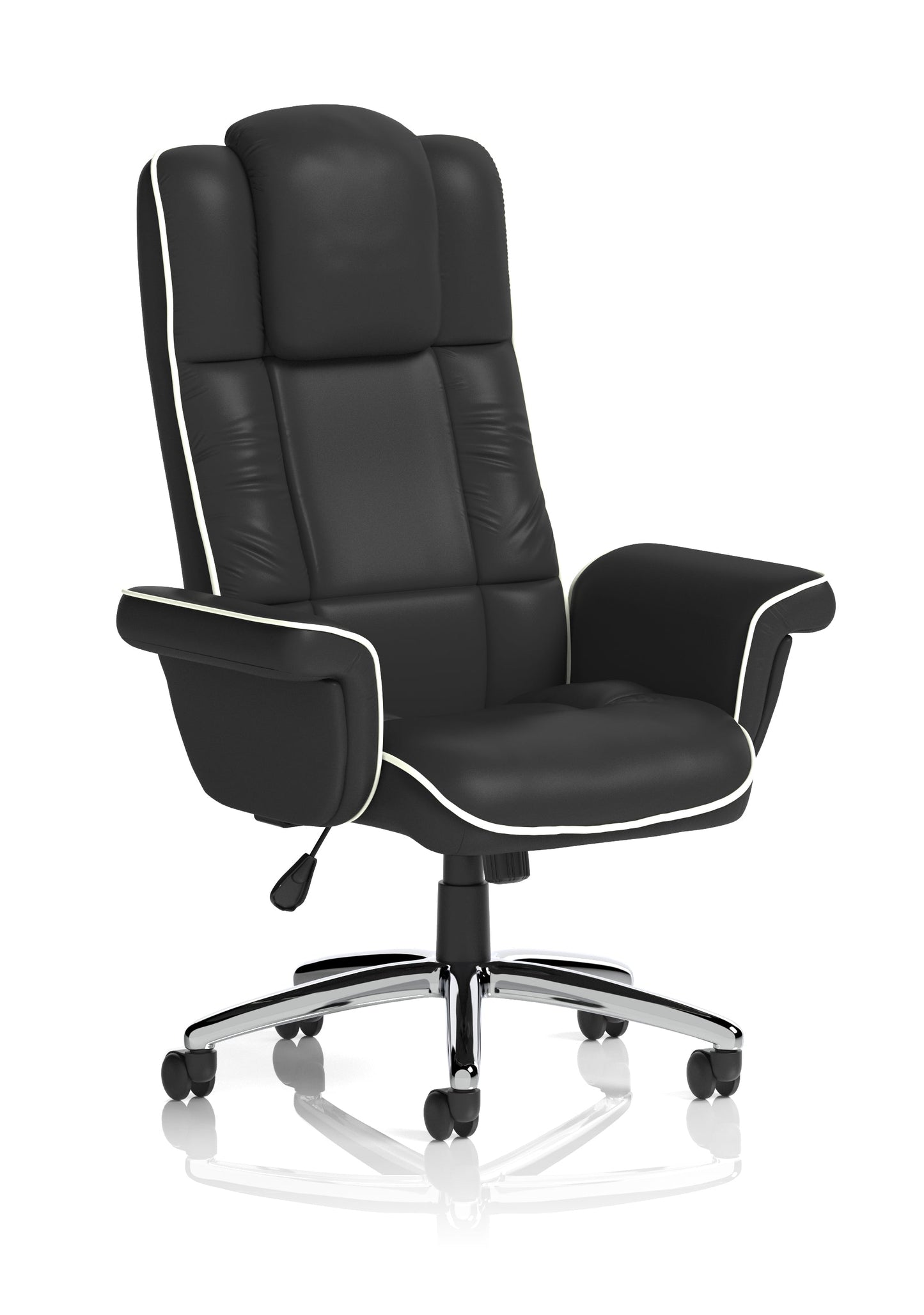 Chelsea High Back Soft Black Leather Swivel Executive Office Chair with fixed Armrests