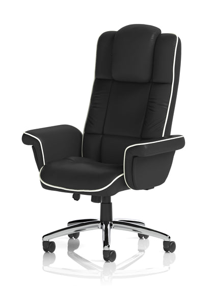 Chelsea High Back Soft Black Leather Swivel Executive Office Chair with fixed Armrests