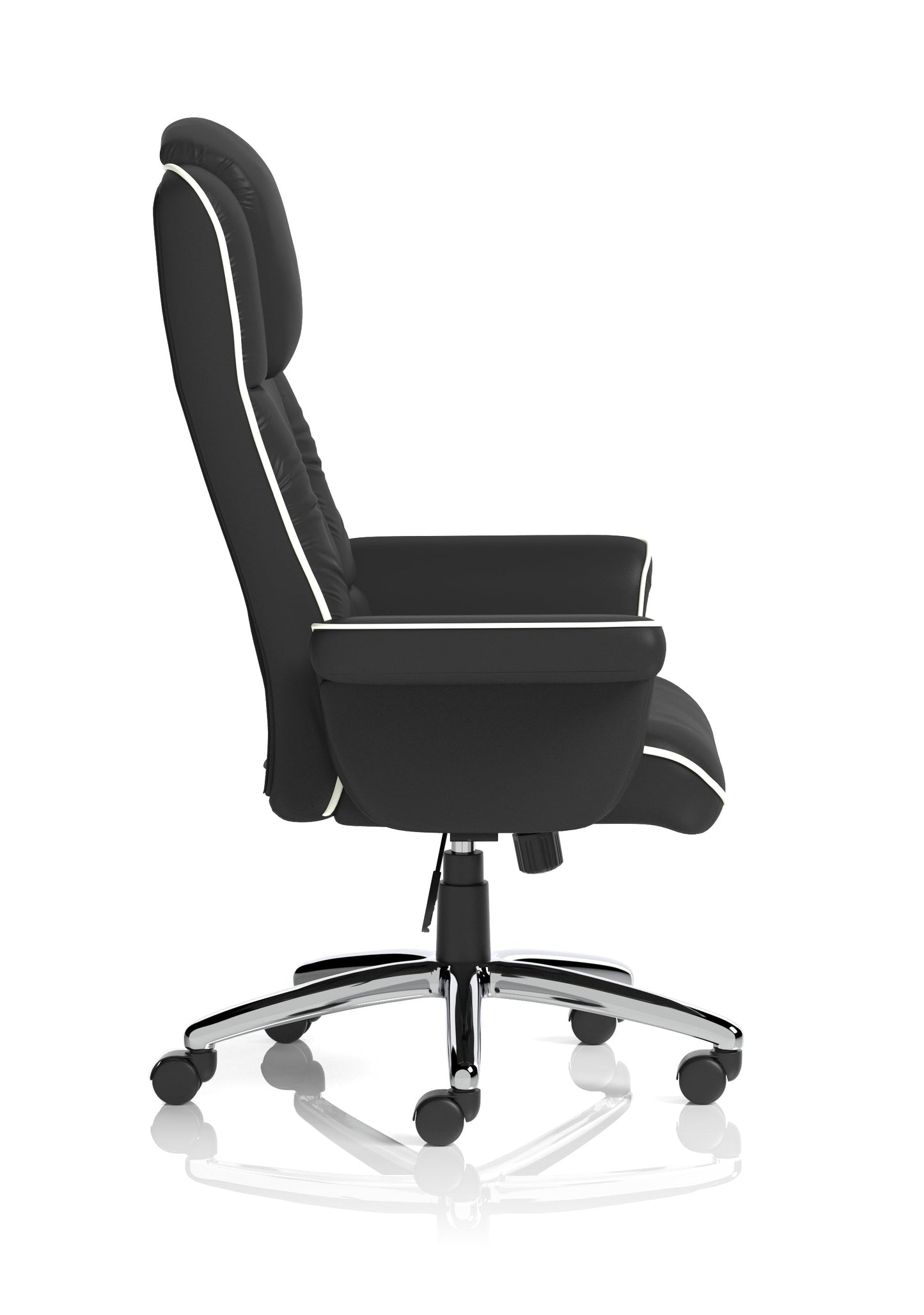 Chelsea High Back Soft Black Leather Swivel Executive Office Chair with fixed Armrests