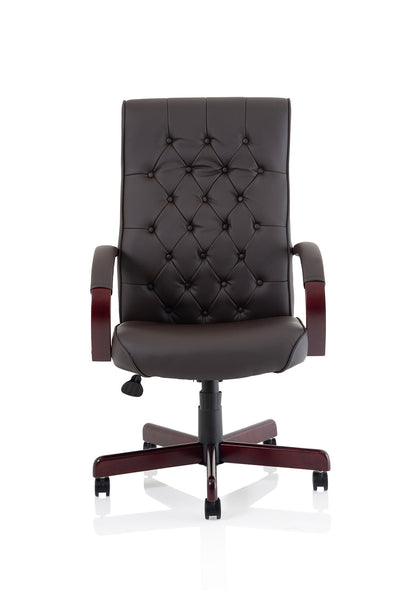 Chesterfield High Back Leather Executive Swivel Office Chair with fixed Armrests