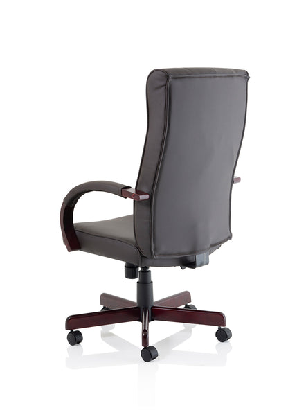 Chesterfield High Back Leather Executive Swivel Office Chair with fixed Armrests