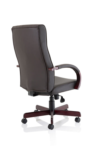 Chesterfield High Back Leather Executive Swivel Office Chair with fixed Armrests