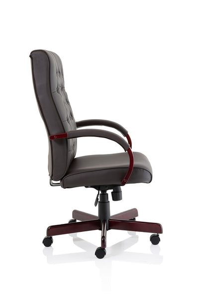 Chesterfield High Back Leather Executive Swivel Office Chair with fixed Armrests
