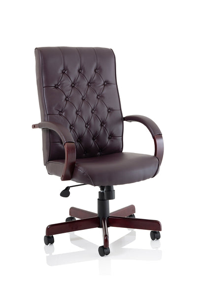 Chesterfield High Back Leather Executive Swivel Office Chair with fixed Armrests