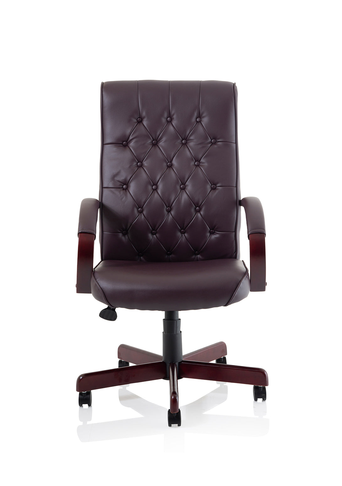 Chesterfield High Back Leather Executive Swivel Office Chair with fixed Armrests