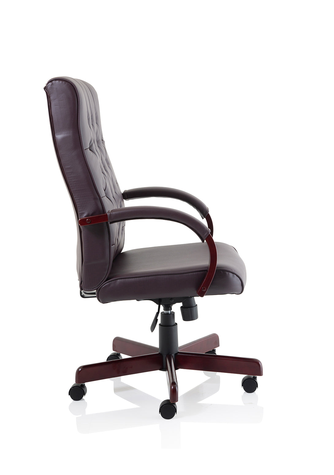 Chesterfield High Back Leather Executive Swivel Office Chair with fixed Armrests
