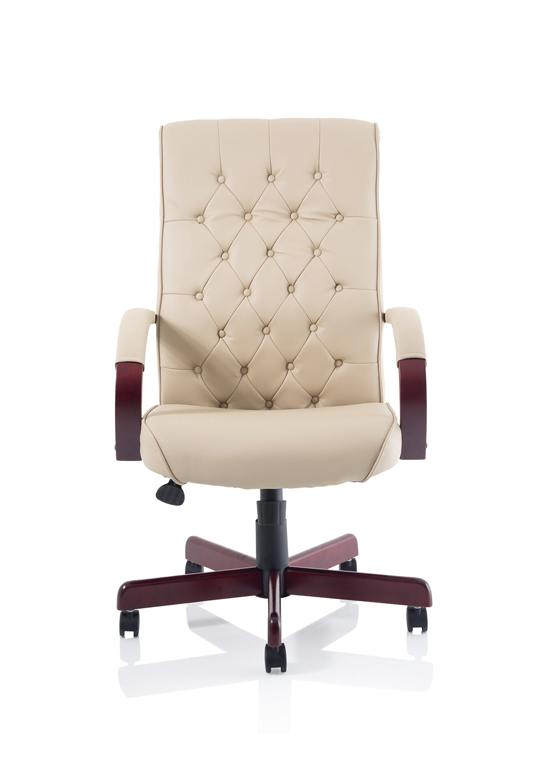 Chesterfield High Back Leather Executive Swivel Office Chair with fixed Armrests