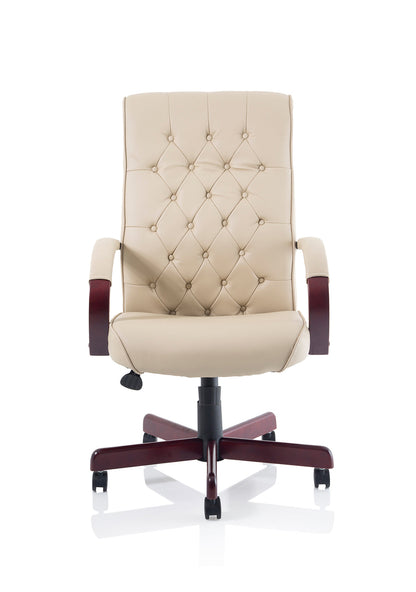 Chesterfield High Back Leather Executive Swivel Office Chair with fixed Armrests