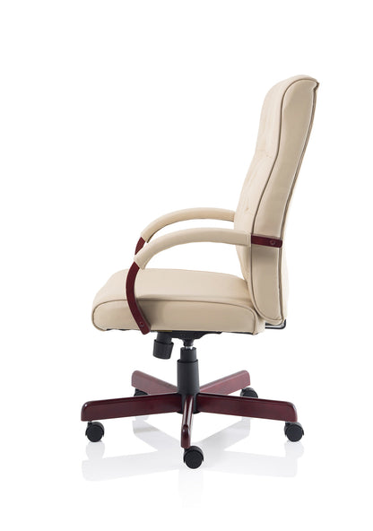 Chesterfield High Back Leather Executive Swivel Office Chair with fixed Armrests