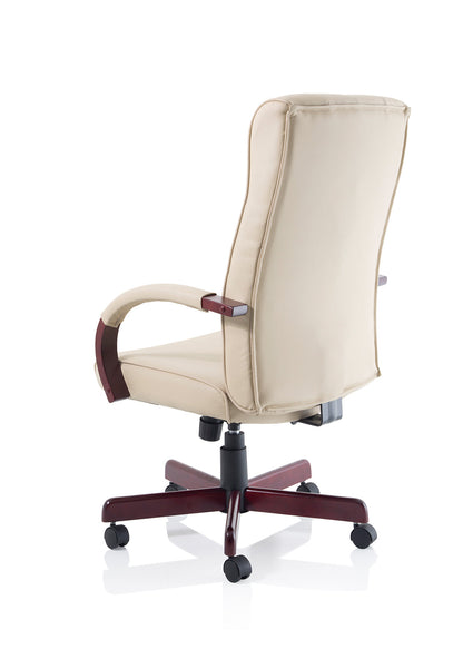 Chesterfield High Back Leather Executive Swivel Office Chair with fixed Armrests