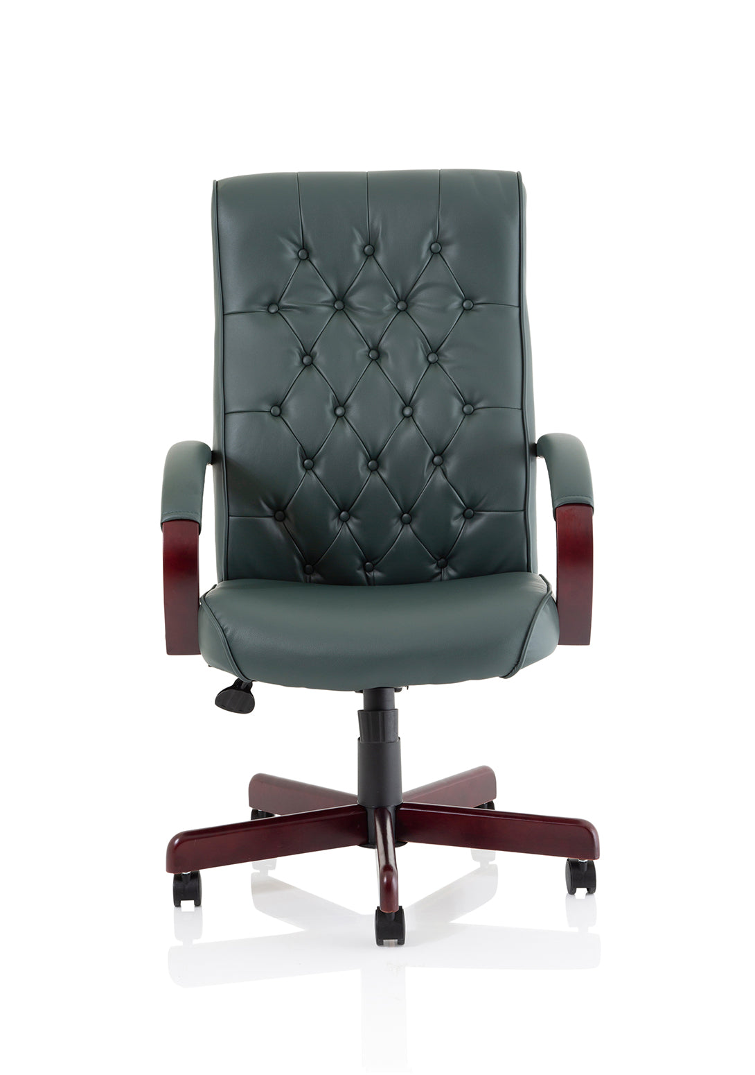 Chesterfield High Back Leather Executive Swivel Office Chair with fixed Armrests
