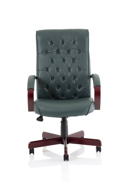 Chesterfield High Back Leather Executive Swivel Office Chair with fixed Armrests
