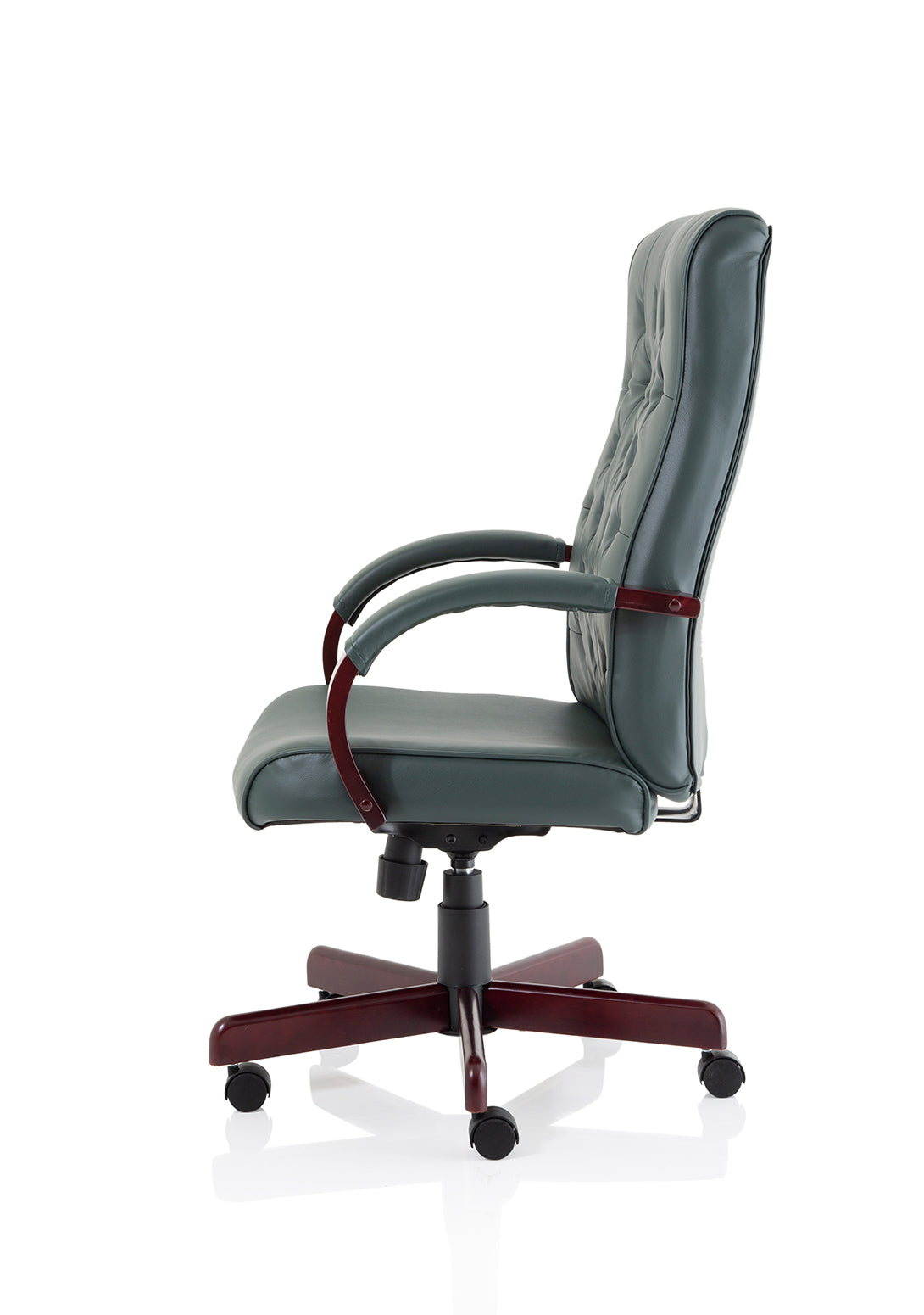 Chesterfield High Back Leather Executive Swivel Office Chair with fixed Armrests