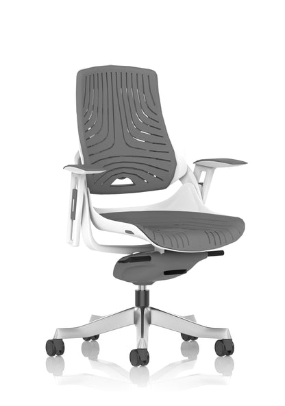 Zure High Back White Shell Elastomer Executive Office Chair with Arms