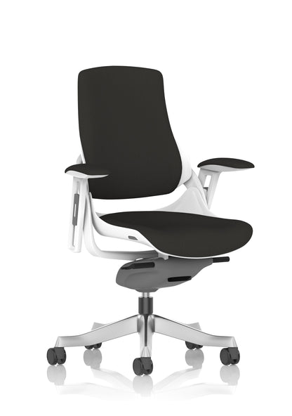 Zure High Back White Shell Fabric Executive Office Chair with Arms
