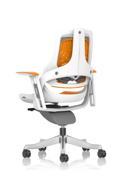 Zure High Back White Shell Elastomer Executive Office Chair with Arms