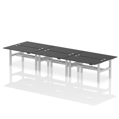 Air Back-to-Back Height Adjustable Bench Desk - 6 Person