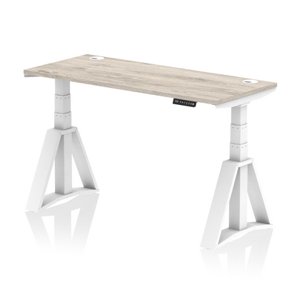 Air Height Adjustable Slimline Desk With Cable Ports With Piste Foot
