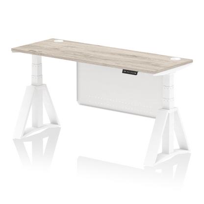 Air Height Adjustable Slimline Desk With Cable Ports With Steel Modesty Panel With Piste Foot