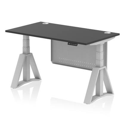 Air Height Adjustable Desk With Cable Ports With Steel Modesty Panel With Piste Foot