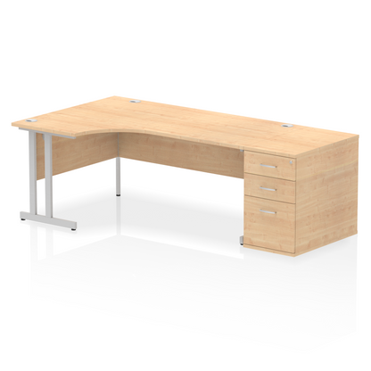 Impulse 1800mm Cantilever Left Crescent Desk Workstation