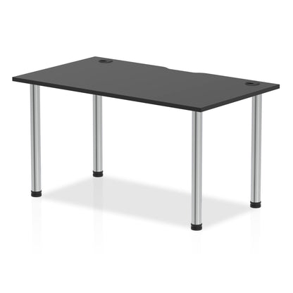 Impulse Black Series Straight Table with Post Leg