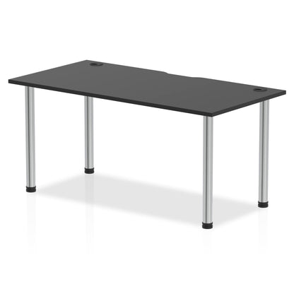 Impulse Black Series Straight Table with Post Leg