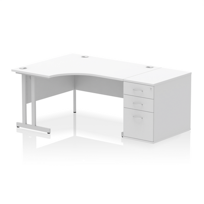Impulse 1400mm Cantilever Left Crescent Desk Workstation