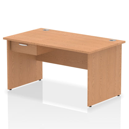 Impulse Panel End Straight Desk Frame With Single One Drawer Fixed Pedestal