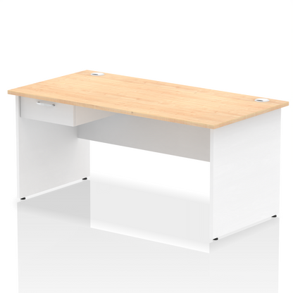 Impulse Panel End Straight Desk Frame With Single One Drawer Fixed Pedestal