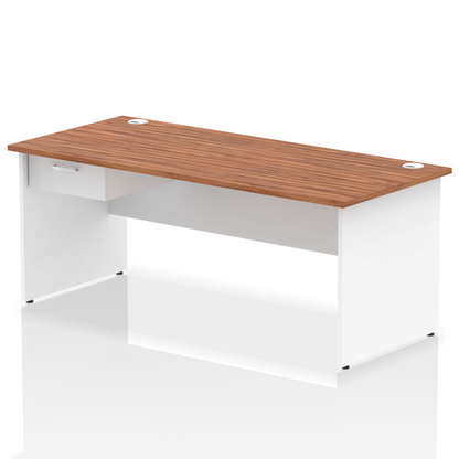 Impulse Panel End Straight Desk Frame With Single One Drawer Fixed Pedestal