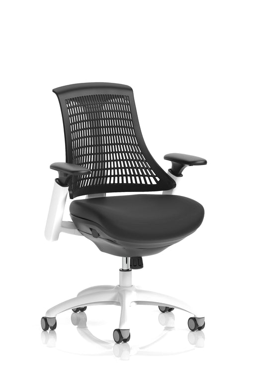Flex Medium Back White Frame Task Operator Office Chair with Arms