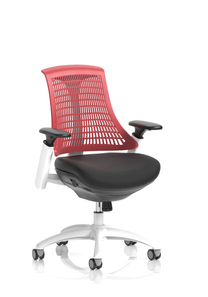 Flex Medium Back White Frame Task Operator Office Chair with Arms