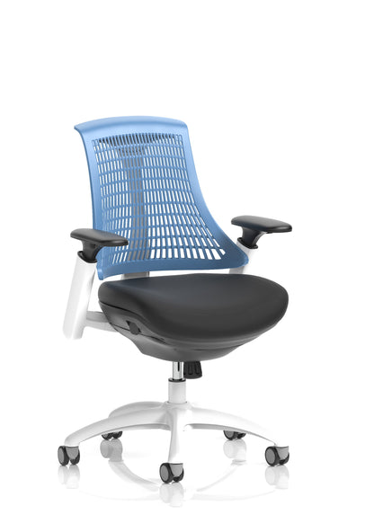 Flex Medium Back White Frame Task Operator Office Chair with Arms