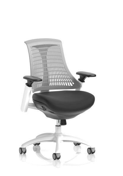 Flex Medium Back White Frame Task Operator Office Chair with Arms